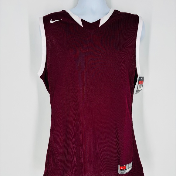 Nike Other - New Nike Men's Basketball Jersey Size L Burgundy /White Authentic Athletic Wear!
